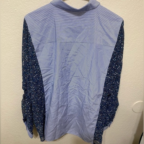 Zara button up striped floral statement long sleeve professional career office S - Picture 3 of 9